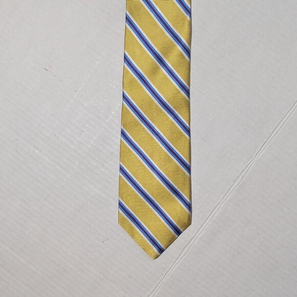 Brooks Brothers Makers & Merchants Yellow Blue Striped Silk Tie - Picture 4 of 7